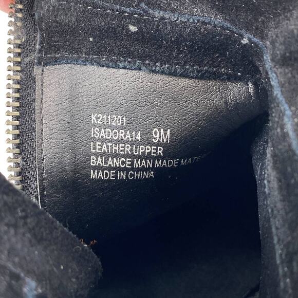 ADAM TUCKER 9M Isadora Black Suede Leather Double Zipper Boots Bootie Heel - Picture 12 of 16